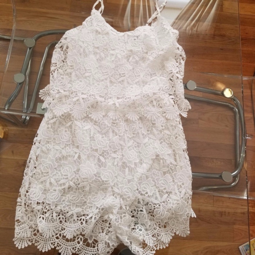 ELA White Lace Crochet Romper (8)